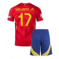 Camiseta España Nico Williams #17 Primera Equipación Replica Eurocopa 2024 para niños mangas cortas (+ Pantalones cortos)